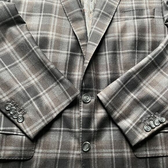 Holland & Sherry Savile Row Sherrykash Plaid Sport Coat Jacket 44R Men MINT - Picture 6 of 10